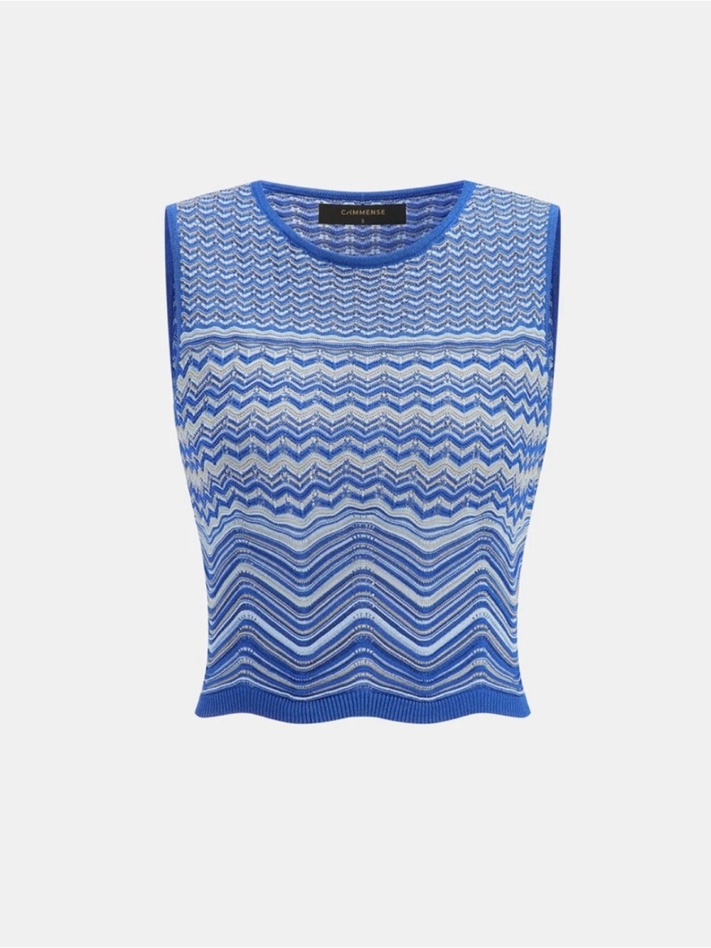 Commense NWT Blue and White Wave Knit Tank Sz S